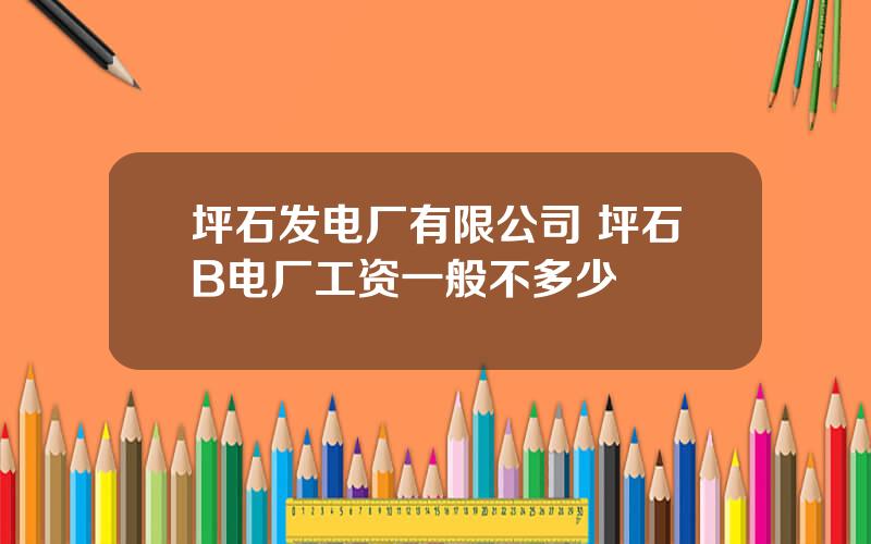 坪石发电厂有限公司 坪石B电厂工资一般不多少